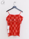 YANYAN KNITS 25 Spring/Summer Embellished Plaid Shoulder Top YYK-YYW25-0201-HONG Red